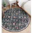 thumbnail image 5 of Moynesa 6'Round Moroccan Trellis Washable Rug - Round Rug 6ft Soft Non-Slip Circle Area Rugs for Bedroom Non-Shedding Distressed Throw Carpet for Living Room Bathroom Nursery Kitchen Black, 5 of 6