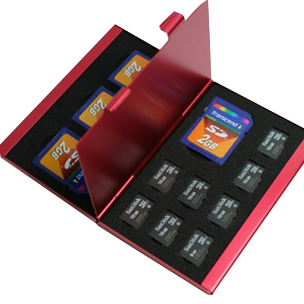 Aleación de aluminio Tarjetas Micro SD TF con soporte delgado Estuche de almacenamiento de tarjetas de memoria de doble capa Eigraketly PJ7654-01