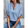 thumbnail image 3 of Women'S Chiffon Blouse Shirt V Neck Dressy Tunic Tops Blue L, 3 of 5