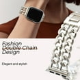 thumbnail image 4 of Dwitch iWatch Bands for Women Compatible with Apple Watch Band 38mm 40mm 41mm Adjustable Metal Band Cowboy Steel Chain Bracelet for iWatch Series 9/8/7/6/5/4/3/2/1/SE,Starlight, 4 of 8
