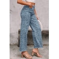 thumbnail image 3 of Women's Sky Blue Leopard Frayed Edge Wide Leg Jeans – Casual High Waist Denim for Daily Wear, 16, 3 of 6