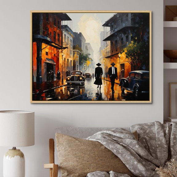 Designart "Renaissance of Harlem Jazz VI" African American Floater Framed Canvas Wall Art