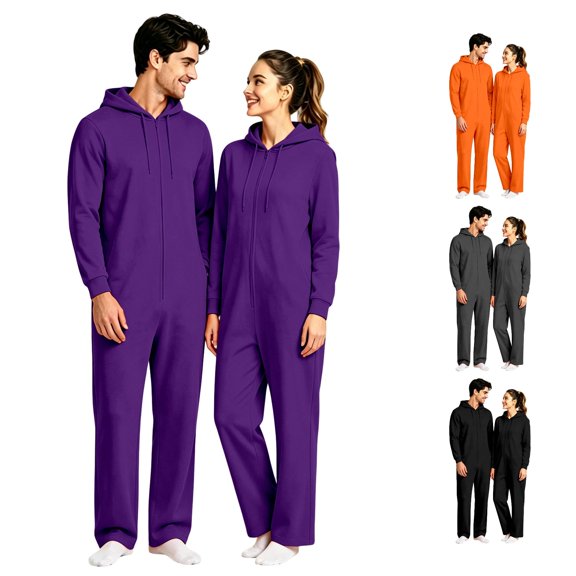 HNMKIU Men's Jumpsuit For Everyday Comfort And Mobility With Lightweight Featuring A Relaxed Fit Solid Color And Full-Length Designed For Wear And Versatile Seasonal Use Purple - L