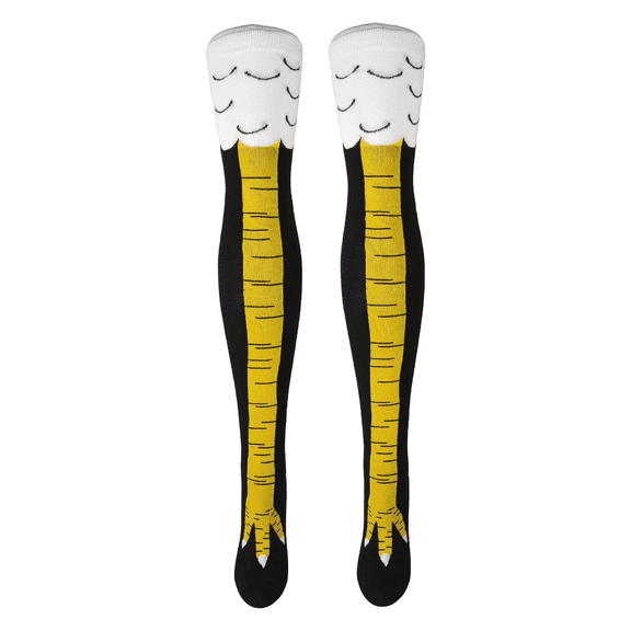 Sock Panda Novelty Turkey Thigh High Socks - Black and Yellow