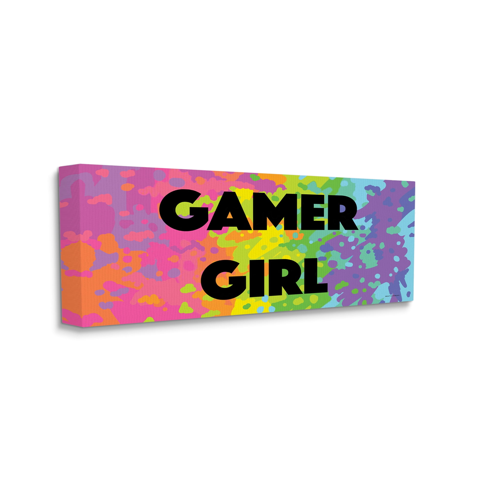 Stupell Industries Modern Gamer Girl Abstract Painting Gallery Wrapped Canvas Print Wall Art, 48 x 20