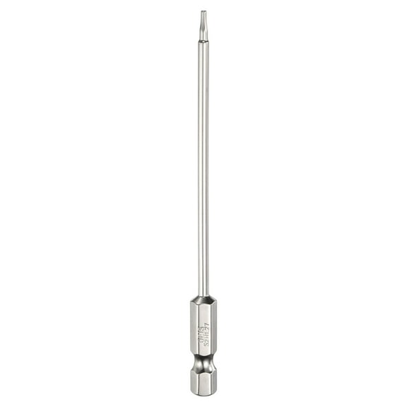 Uxcell H1.27 Hex Head Screwdriver Bit 1.27mm Metric Flat Tip 1/4" Hex Shank 100mm (4") Long Magnetic Hexagonal Screw Drill Bit Wrench Chrome Plated