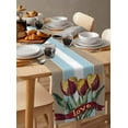 thumbnail image 6 of Luxury Tulip Floral Table Runner Cotton Linen 120 Inch Holiday Dresser Scarves, Farmhouse Vintage Retro Botanical Tablerunner for Kitchen Coffee Dining Bedroom Dinner Scarf Décor 13''x120'', 6 of 9