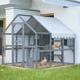 thumbnail image 6 of ZephyPaws Large Catio Outdoor Cat Enclosure for Multiple Kittens,Wooden Cat House with Waterproof Cover,Walk in Kitty Cage Kennel with 2 Condos, 5 Platforms, 2 Bridge,Doors,74" H,Gray, 6 of 8
