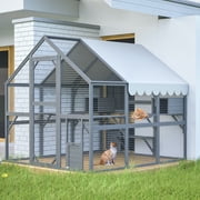 82L Catio Enclosure for Cars, Seizeen Outdoor Cat House Cat Cage Extra Large Walk-in Enclosure for Kitty Pet w/Waterproof Top, Bridges, Platforms, Rest Boxes