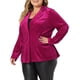 thumbnail image 4 of GRACE & GRANDEUR Blazer Peplum de Talla Grande para Mujeres de Manga Larga con Botón y Solapa Notch de Terciopelo 3X Rosa Fucsia, 4 of 6