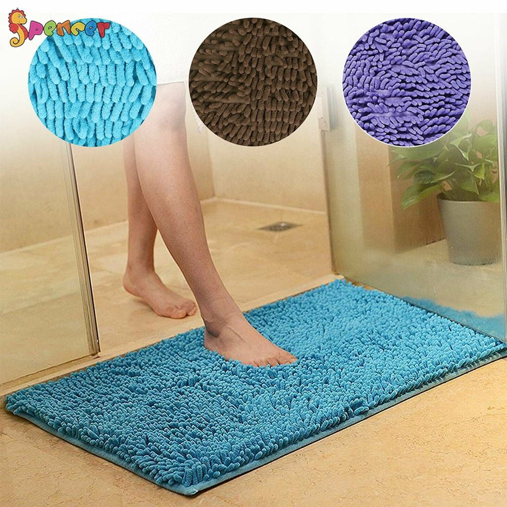 Door Mat Bathroom Rug Bedtoom Carpet Bath Mats Rug Non-Slip Black 40*60cm 