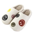 thumbnail image 4 of PacificPlex Womens Smiley Fuzzy Preppy Smile Slippers Retro Plush (5-6, Grey Multi Smile), 4 of 7