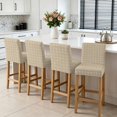 thumbnail image 3 of Taupe Gingham Bar Stool Covers - Stretch Dining Chair Covers Set of 6, Modern Minimalist Geometric Plaid Bar Chair Cover Removable Counter Stool Pub Chairs Slipcovers Protectors for Kitchen/Cafe, 3 of 9