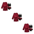 thumbnail image 1 of tssuouriy Pyjama Respirant et Confortable pour Femmes Ensemble de Pyjama Style Pyjama pour Femmes Bordeaux m 3Ensemble, 1 of 6