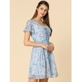 thumbnail image 2 of Vestido De Gasa Con Cuello En V Y Manga Con Volantes Florales Para Mujer Azul L, 2 of 6
