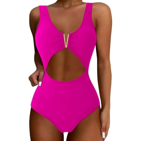 FhsagQ Ensembles de Maillots de Bain pour Femmes Ensembles de Maillots de Bain Sans Entrejambe Mode d'Été pour Femmes Bretelles Taille Ajourée un Maillot de Bain Couleur Unie Bikini Maillot de Bain Ensembles de Maillots de Bain pour Femmes Camisoles et Débardeurs Intégrés m