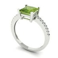 thumbnail image 2 of 1.62 ct Princess Cut Natural Peridot Solitaire with Simulated Diamond Accents 18K White Gold Womens Engagement Ring, 2 of 5
