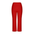 thumbnail image 4 of dazeni Girls Dress Pants Straight Leg Uniform Pants for Teen Girls Casual Full Length Trousers with Pockets Fall Winter Preppy Clothes Red, 4 of 6