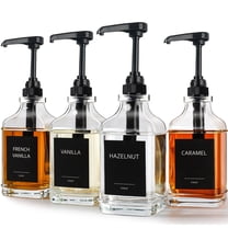 GM GMISUN Coffee Syrup Dispenser, 16.9 fl oz Syrup Pump Dispenser for Coffee Bar Accessories, Square Glass Syrup Bottle for Coffee Bar Essentials