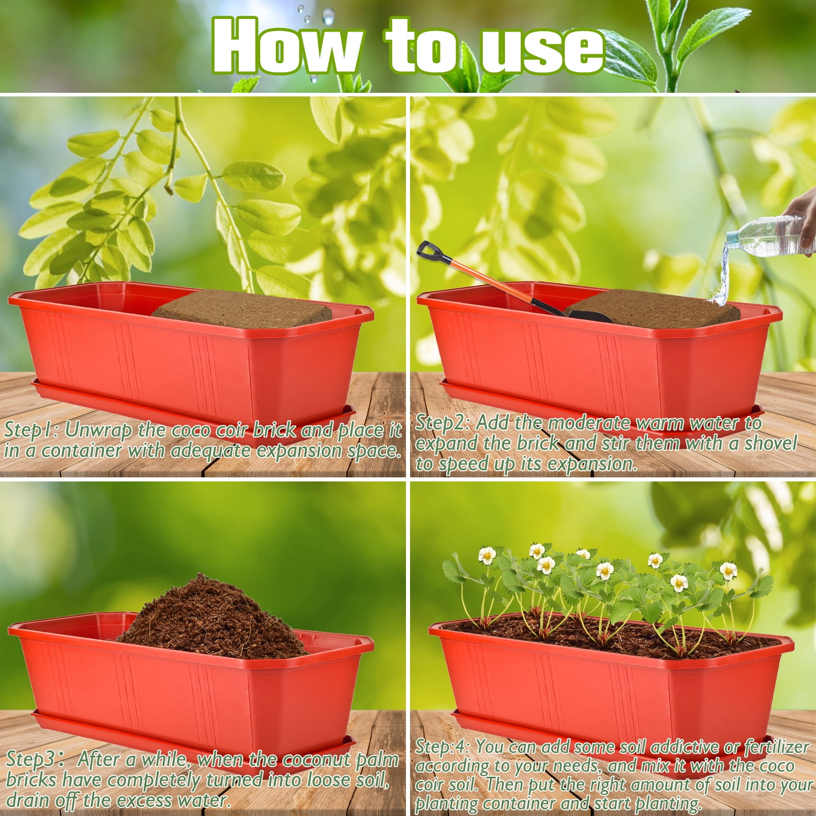 Halatool 6PCS Organic Coconut Coir Bricks Compressed Coco Coir Brick Nutrient Garden Soil with Low EC & pH Balance Premium Starting Soil Coconut Fiber Substrate for Plants Flowers Reptiles