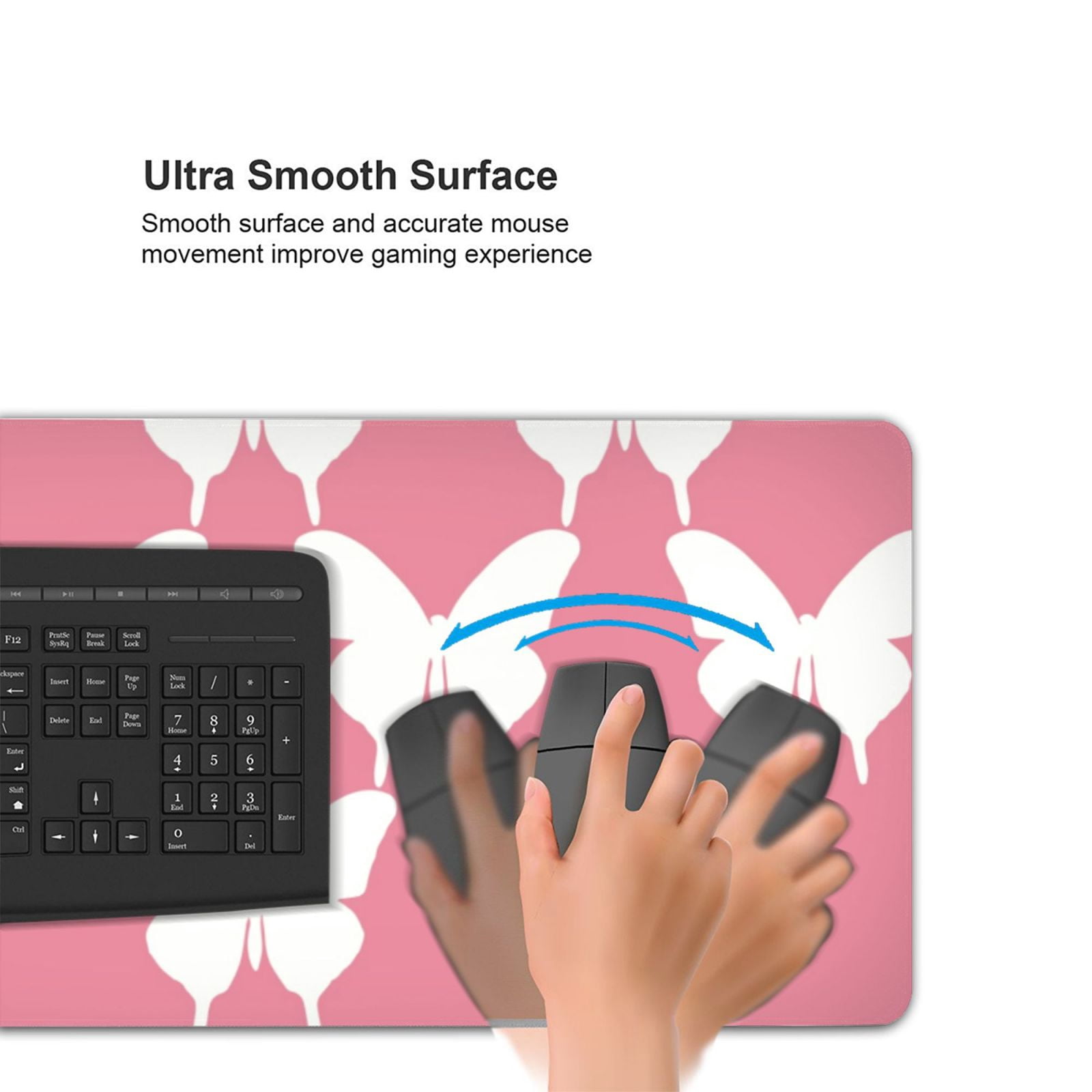 Xecao Butterfly 2 Print Large Mouse Pad, 16x35.5in Mousepad, Professional Non-Slip Rubber Base Big Mouse Pad, Mouse Pad for Gaming & Office Full Desk Mouse Pad