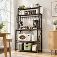 Rustic Brown 25.9 Inch Baker's Rack with 5 Tier Shelves and S Hooks for ...