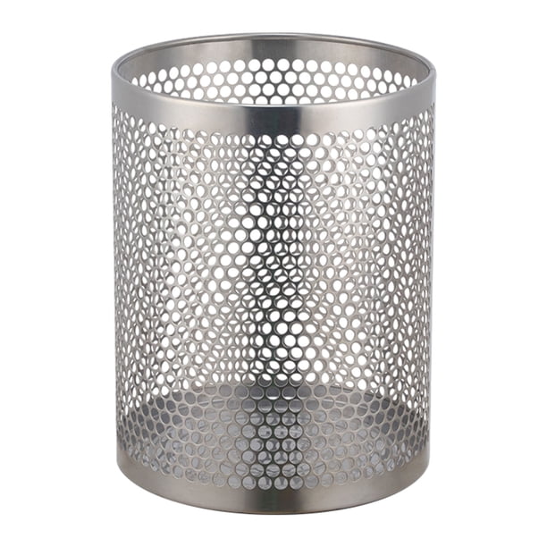 Bewildely Cesta de papel de desecho moderna de acero inoxidable Contenedor de papel de desecho amplio, elegante y funcional Suministros de limpieza para el hogar Plata