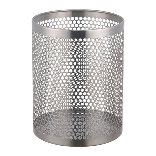 Monstrate Cesta de papel de desecho moderna de acero inoxidable Contenedor de papel de desecho amplio, elegante y funcional Suministros de limpieza para el hogar Plata