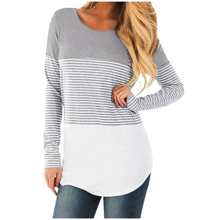 

Maternity Clothes Womens Maternity Long Sleeve Striped Print Nursing Tops Blouse For Breastfeeding
