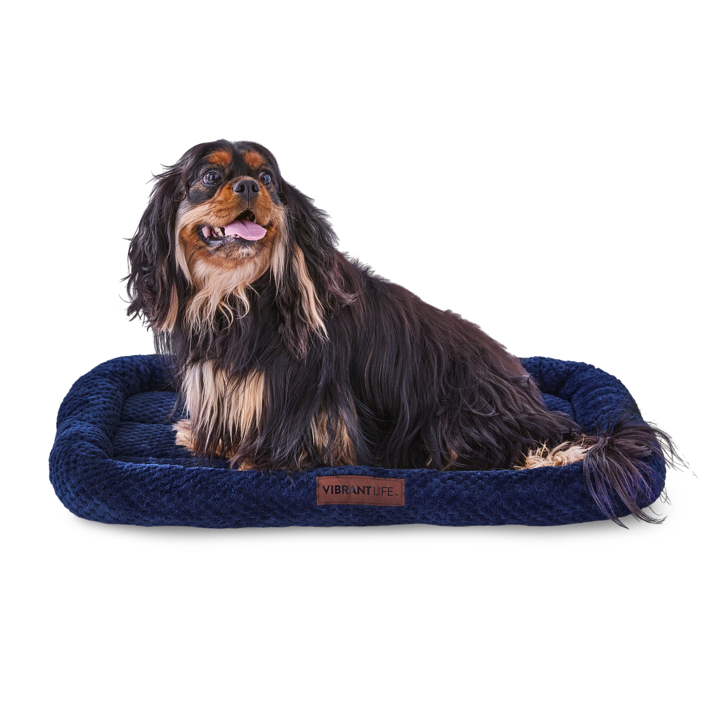 Vibrant Life Medium Cozy Luxe Crate Mat Pet Bed, Navy, 24" x 18"