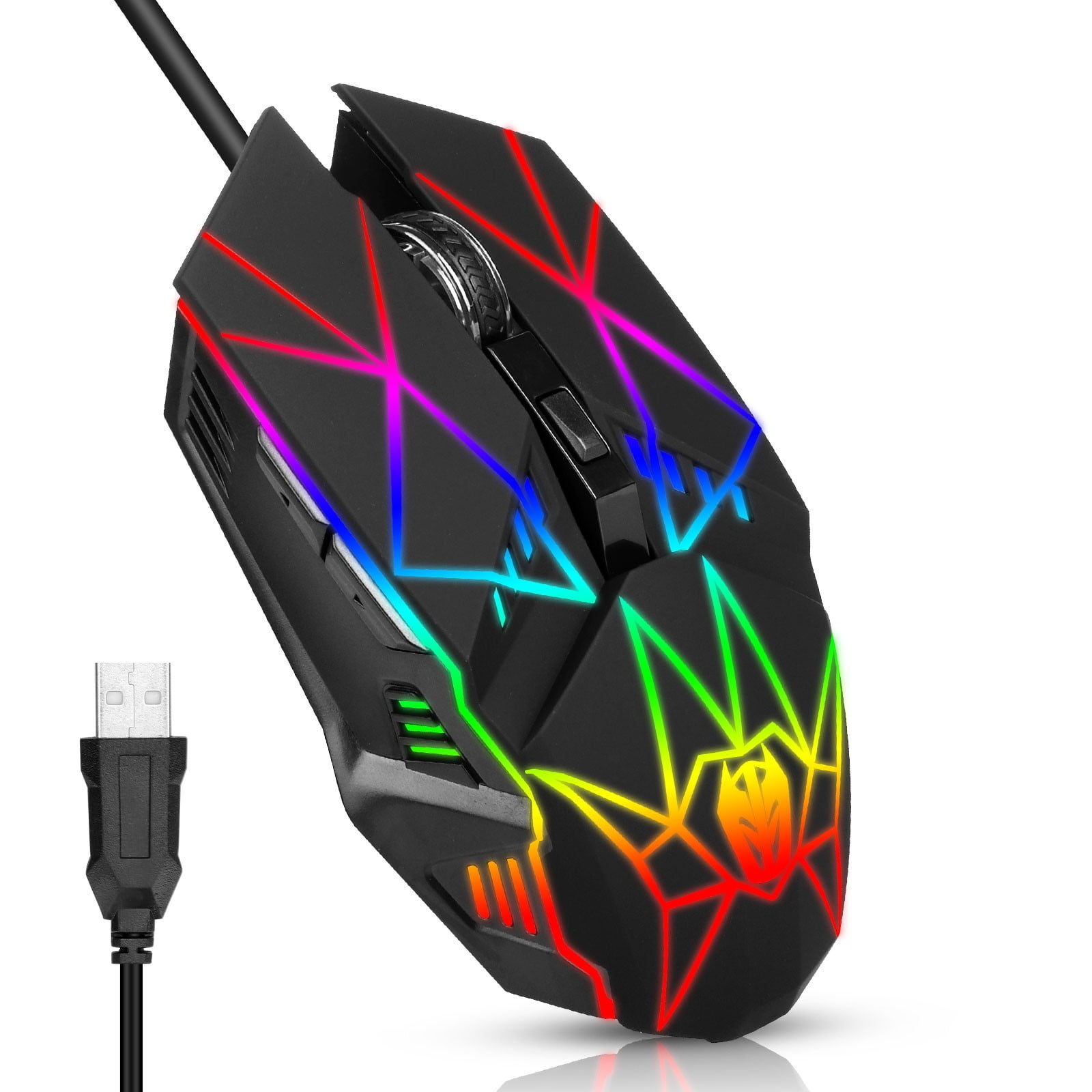 Wired Gaming Mouse, EEEkit 2.4G USB Rechargeable Computer Mice with 6