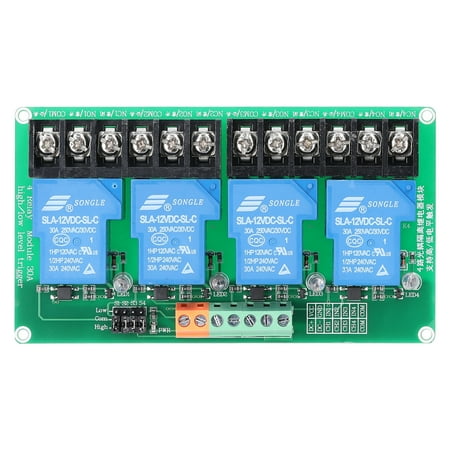 

OWSOO 4 Channel Relay Module 30A Load Current with Optocoupler Isolation Supports High and Low Triger 5V 12Volt 24Volt Optional