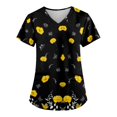 thumbnail image 1 of Uniforme de trabajo estampado de moda SCZ para mujer con camiseta de bolsillo top de manga corta negro 4xl, 1 of 6