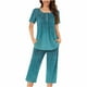 thumbnail image 1 of Sexy Pijama Conjunto para las Mujeres, Cuello Redondo Blusa de Manga Corta Y Pantalones, Traje de Moda Casual, 1 of 9