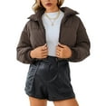 thumbnail image 3 of Liacowi Women Juniors Quilted Puffer Coat Winter Lightweight Long Sleeve Warm Outerwear Stand Collar Padded Jacket with Pockets, 3 of 7