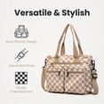 thumbnail image 5 of TRANSLINK Tote Bag Crossbody Purse for Women, Multi-Pocket Shoulder Handbag, Large Capacity Lightweight Casual Shoulder Bag Gingham Print Khaki, 5 of 7