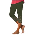 thumbnail image 2 of BVOFAR Capri Leggings for Women Comfy Lace Hem Pull On Cropped Trousers Stretchy Elastic High Waist Yoga Pants Summer Casual Pedal Pushers Army Green L, 2 of 8