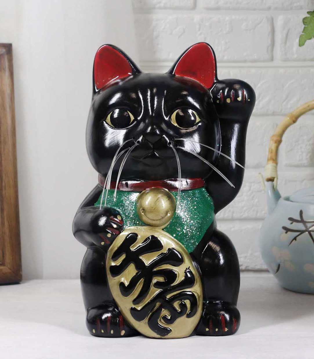 Maneki Neko Beckoning Lucky Cat Car Charm Porcelain Figurine Hanging Pendant 