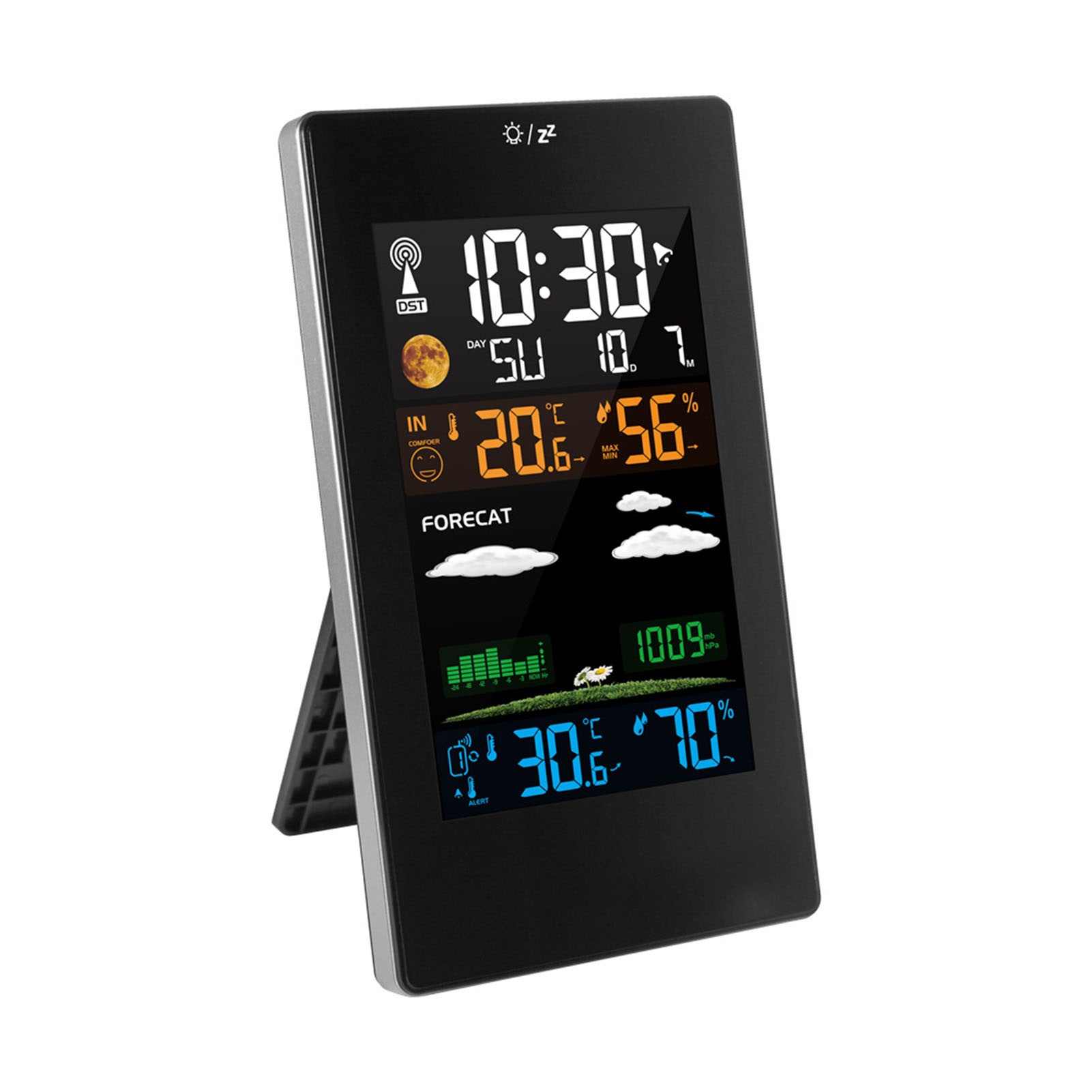 Weather Station Weather Clock Wireless Color Display Digital Temperature Humidity Monitor Indoor Outdoor ,Easy to Operate