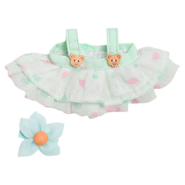 Mini ropa para muñecas, ropa para muñecas, traje, accesorio para el cabello, regalo, disfraces bonitos, conjunto de falda para muñecas, niñas de 4 a 6 verde