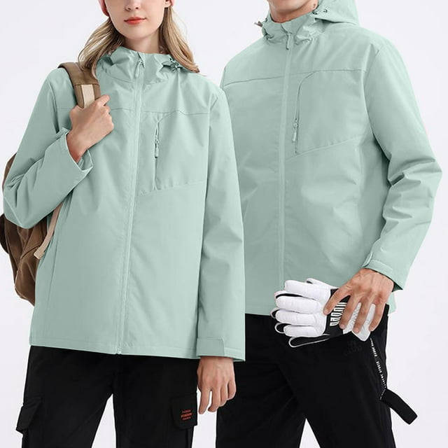Erwazi Veste Imperméable Unisexe Coupe-Vent à Capuche Fermeture Éclair Complète pour Randonnée en Plein Air pour Femmes Hommes