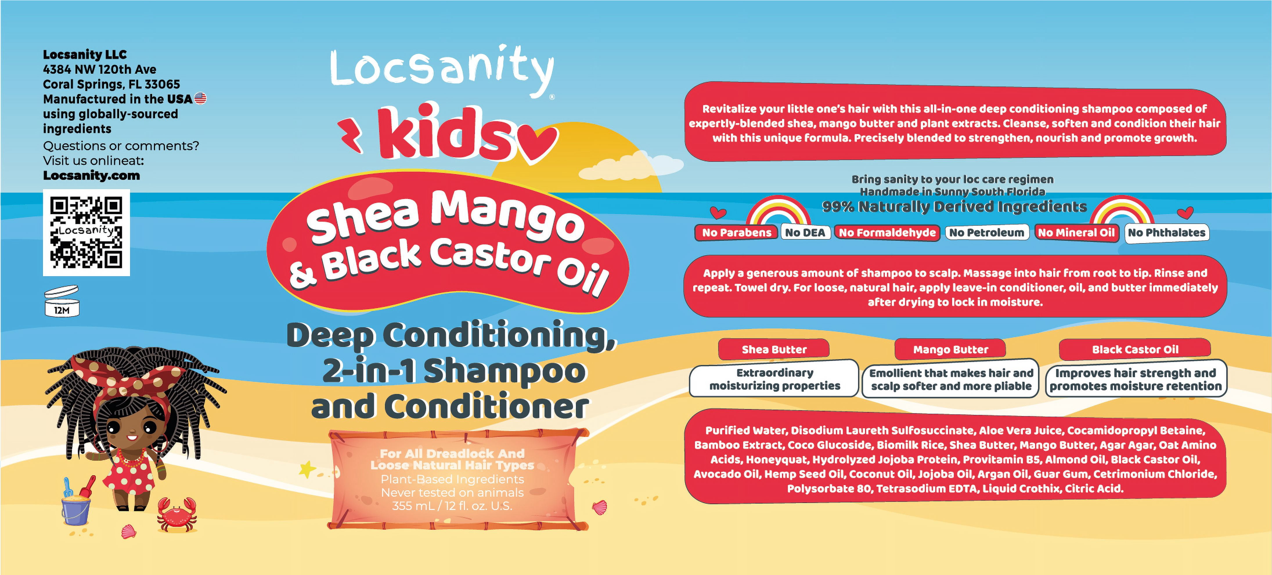 Locsanity Kids Shea Mango & Black Castor Oil Loccare/Haircare Bundle for Locs & Loose Natural Hair
