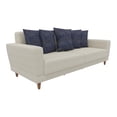 thumbnail image 1 of Enza Home Dolce 3-Seater Fabric & Wood Sofa Bed in Cream/Brown, 1 of 3