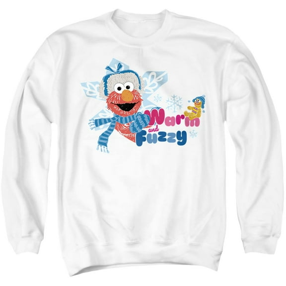 Sesame Street Warm And Fuzzy Holiday Elmo Unisex Adult Crewneck Sweatshirt, White, 2X-Large