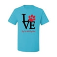 thumbnail image 2 of Love My Cat Stole My Heart Red Footprints Animal Lover Men's Graphic T-Shirt, Light Turquoise, Large, 2 of 3