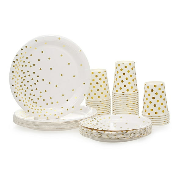 Amdohai Dishware Set Desserts Plate Set Dixie Cup Disposable Spots Gilding