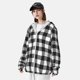 thumbnail image 3 of Fotbe Black White Plaid Chaqueta con Protección Solar UPF 50+ para Hombre y Mujer, Camisa con Capucha y Bolsillos-Large, 3 of 7