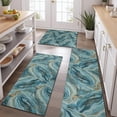 thumbnail image 2 of Blue Gold Marble Pattern Kitchen Rugs Sets Of 3,Kitchen Runner Rugs Non Skid Washable,Decorative Kitchen Floor Mats for Kitchen,Sink,Laundry,17"x30"+ 17"x47" + 17"x59", 2 of 6