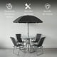 thumbnail image 3 of Ilios Innova | Comedor de Exterior Jardín 6 Piezas Mesa Vidrio Templado 4 Sillas Plegables Textileno y Sombrilla Resistente Set Muebles Color Negro, 3 of 9