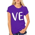 thumbnail image 2 of Hot Sale!! T-Shirts de la Saint-Valentin pour Femmes Imprimés Graphiques Mignons Léopard Cœur Amour Manches Courtes Col Rond Violet + m, 2 of 7
